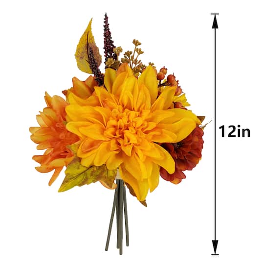 12" Yellow Dahlia & Leaf Bouquet by Ashland®